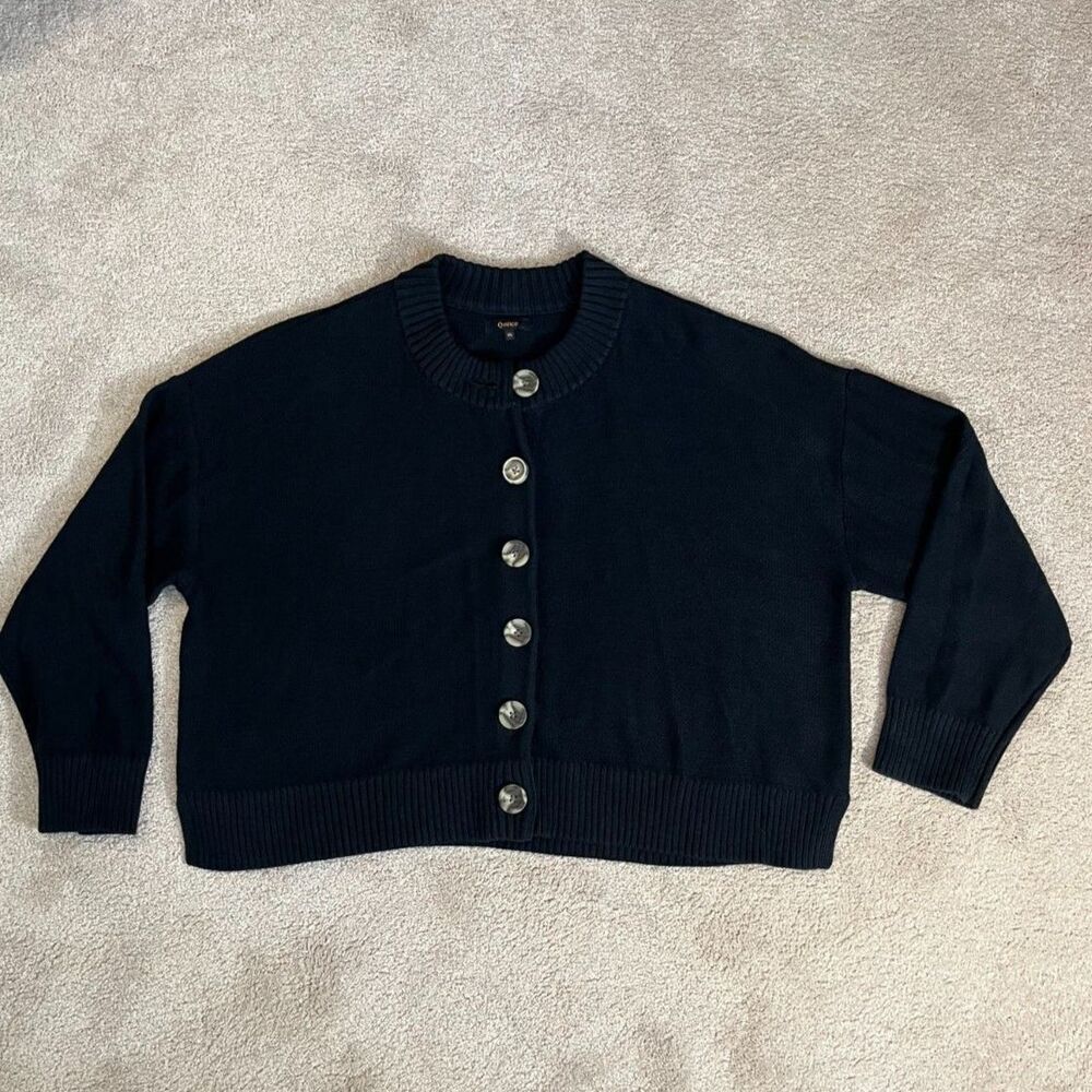 Quince 100% Organic Cotton Heavyweight Knit Cardigan Sweater Size XL